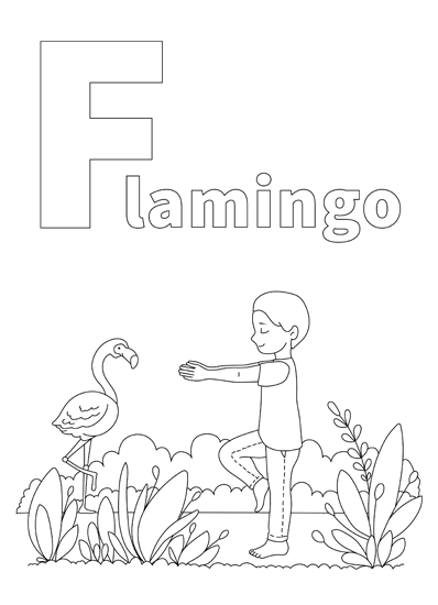 YOGA-ALPHABET Malbild Flamingo