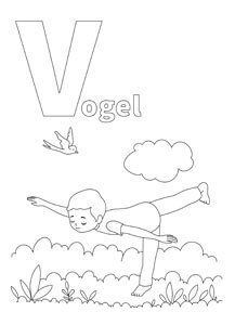 YOGA-ALPHABET Malbild Vogel